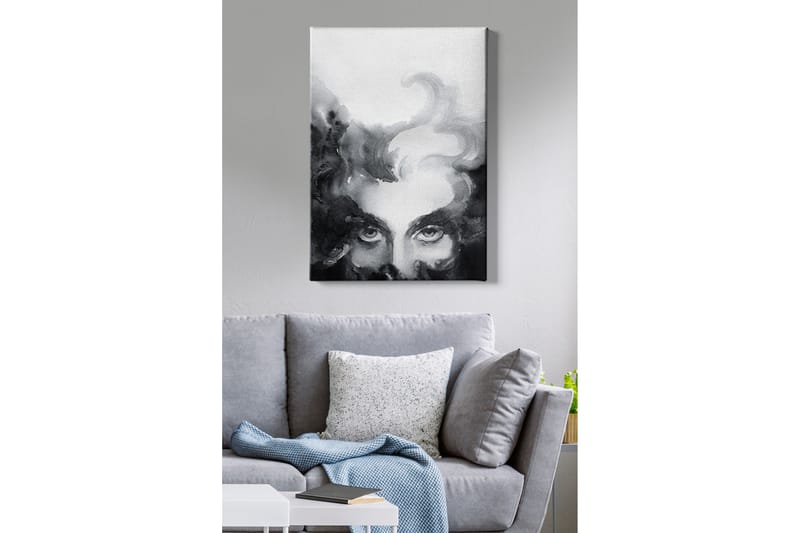 Canvas-taulu - Salaperäinen kasvot intensiivisillä silmillä utuisessa sommitelmassa - Musta / Harmaa / Valkoinen - Sisustustuotteet - Taulu & taide - Canvas-taulu