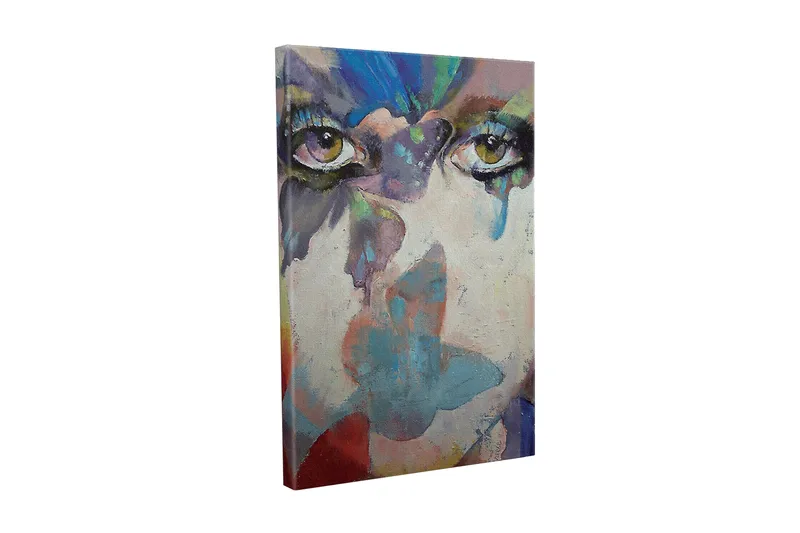 Canvas-taulu - Silmät abstrakteilla värisävyillä ja unelmoivalla taustalla, Vihreä / Sininen / Vaaleanpunainen