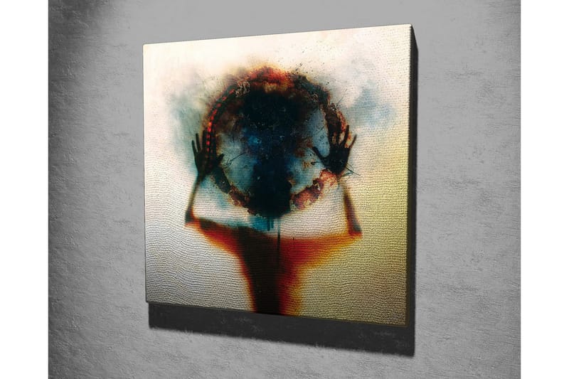 Canvas-taulu - Siluetti henkilöstä, joka pitelee väri- ja valoympyrää - Musta / Sininen / Punainen - Sisustustuotteet - Taulu & taide - Canvas-taulu