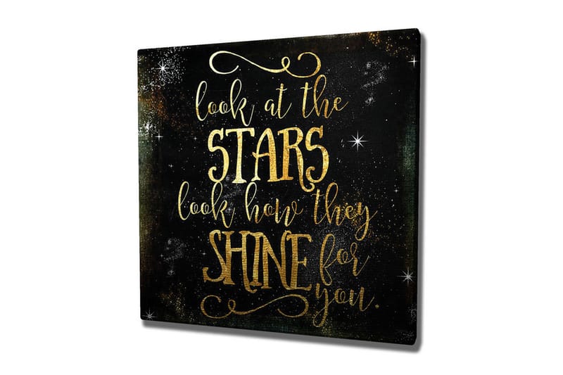 Canvas-taulu - Tähtitaivas inspiroivalla tekstillä, Kulta / Musta