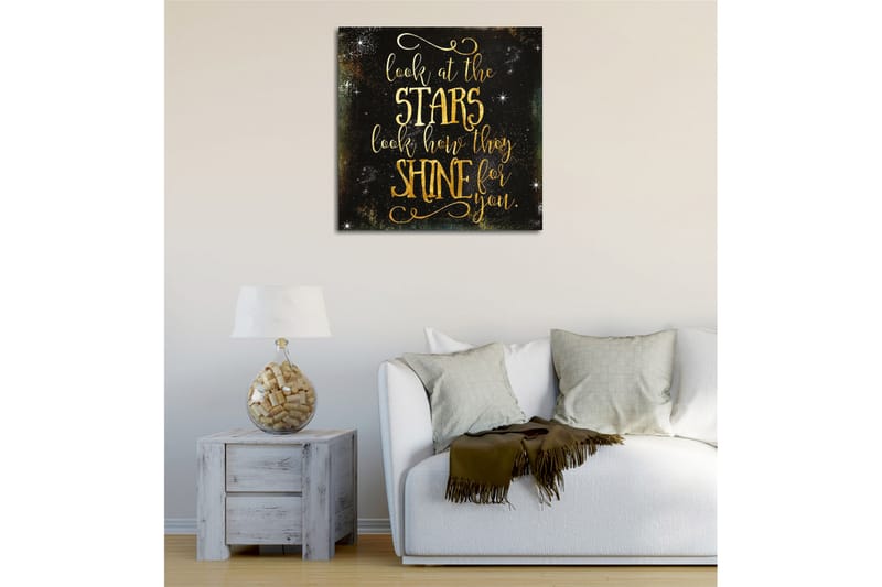 Canvas-taulu - Tähtitaivas inspiroivalla tekstillä - Kulta / Musta - Sisustustuotteet - Taulu & taide - Canvas-taulu