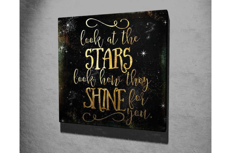 Canvas-taulu - Tähtitaivas inspiroivalla tekstillä - Kulta / Musta - Sisustustuotteet - Taulu & taide - Canvas-taulu