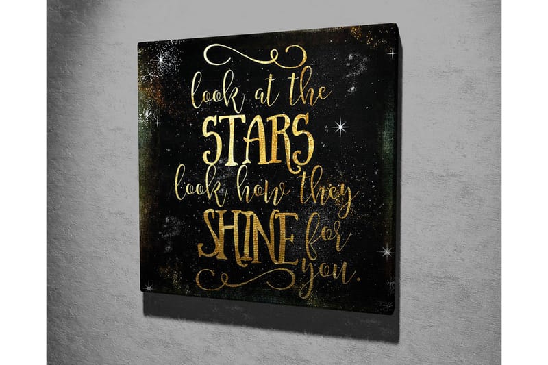 Canvas-taulu - Tähtitaivas inspiroivalla tekstillä - Kulta / Musta - Sisustustuotteet - Taulu & taide - Canvas-taulu