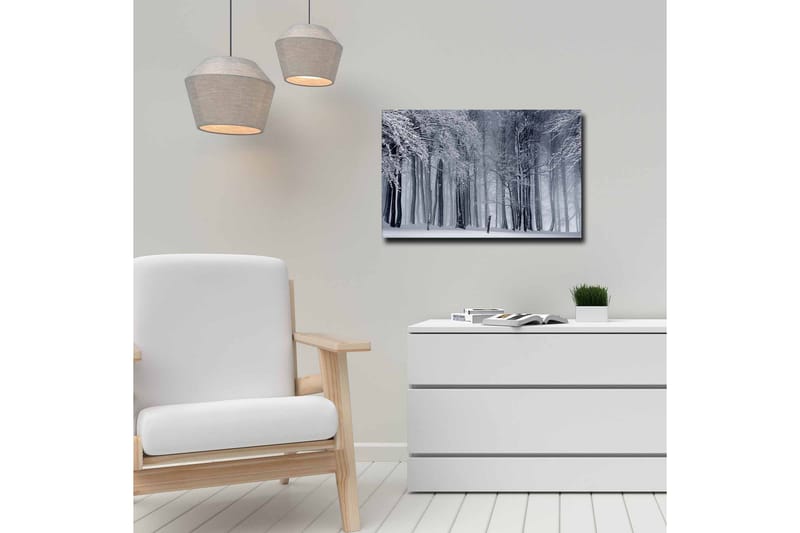 Canvas-taulu - Talvimetsä lumipeitteisten puiden kanssa - Valkoinen / Harmaa / Musta - Sisustustuotteet - Taulu & taide - Canvas-taulu