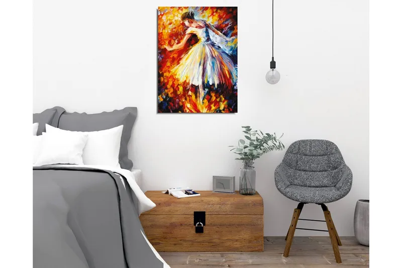 Canvas-taulu - Tanssiva balettitanssija värikkäässä ympäristössä - Punainen / Keltainen / Valkoinen - Sisustustuotteet - Taulu & taide - Canvas-taulu