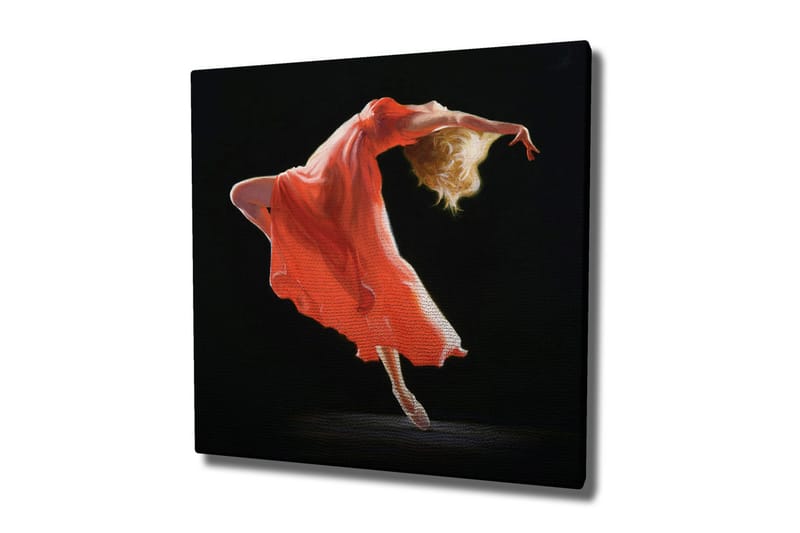 Canvas-taulu - Tanssiva hahmo punaisessa mekossa, Punainen / Beige / Musta