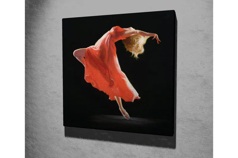 Canvas-taulu - Tanssiva hahmo punaisessa mekossa - Punainen / Beige / Musta - Sisustustuotteet - Taulu & taide - Canvas-taulu