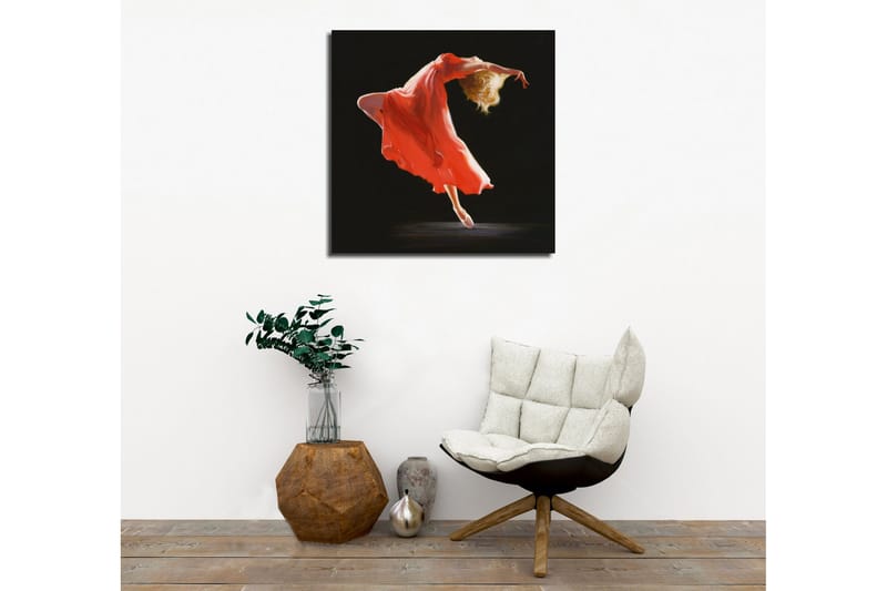 Canvas-taulu - Tanssiva hahmo punaisessa mekossa - Punainen / Beige / Musta - Sisustustuotteet - Taulu & taide - Canvas-taulu