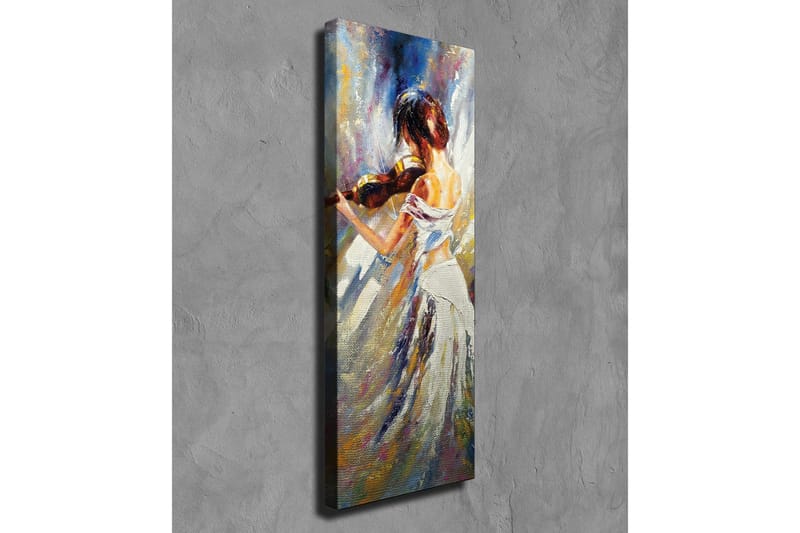 Canvas-taulu - Tanssiva nainen viulun kanssa - Valkoinen / Beige / Sininen - Sisustustuotteet - Taulu & taide - Canvas-taulu