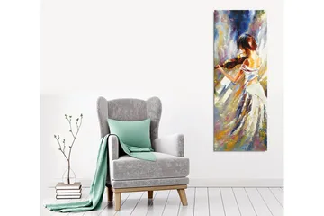 Canvas-taulu - Tanssiva nainen viulun kanssa - Valkoinen / Beige / Sininen - Sisustustuotteet - Taulu & taide - Canvas-taulu