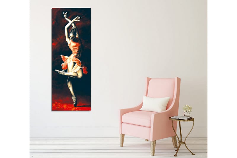Canvas-taulu - Tanssiva nainen punaisessa mekossa - Punainen / Musta / Beige - Sisustustuotteet - Taulu & taide - Canvas-taulu