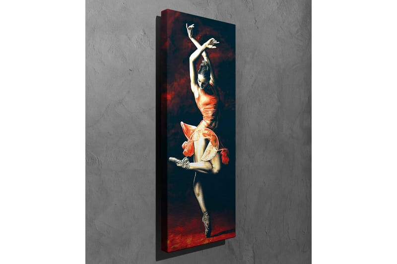 Canvas-taulu - Tanssiva nainen punaisessa mekossa - Punainen / Musta / Beige - Sisustustuotteet - Taulu & taide - Canvas-taulu