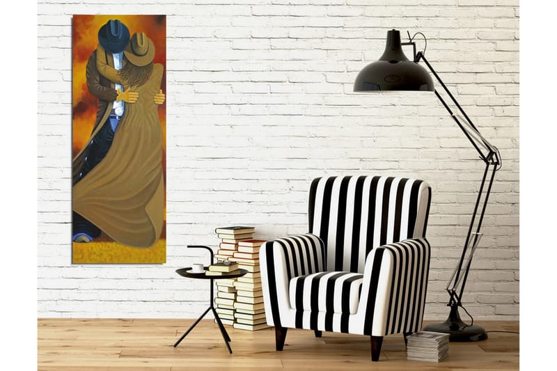 Canvas-taulu - Tanssiva pari cowboy-vaatteissa - Ruskea / Oranssi / Musta - Sisustustuotteet - Taulu & taide - Canvas-taulu