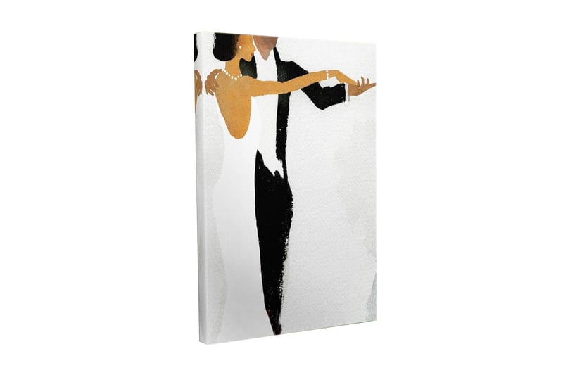 Canvas-taulu - Tanssiva pari elegantissa tyylissä, Musta / Valkoinen / Kultainen