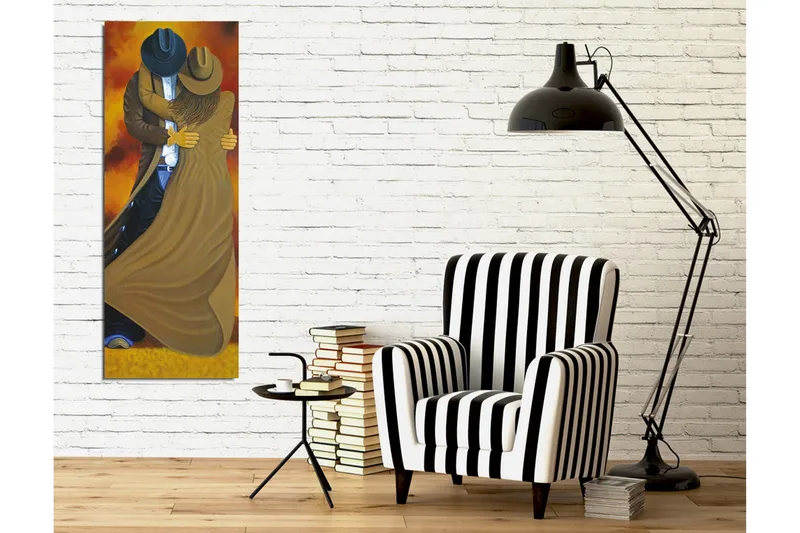 Canvas-taulu - Tanssiva pari cowboy-vaatteissa - Ruskea / Oranssi / Musta - Sisustustuotteet - Taulu & taide - Canvas-taulu