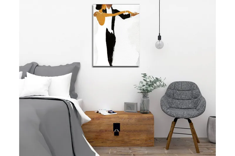 Canvas-taulu - Tanssiva pari elegantissa tyylissä - Musta / Valkoinen / Kultainen - Sisustustuotteet - Taulu & taide - Canvas-taulu