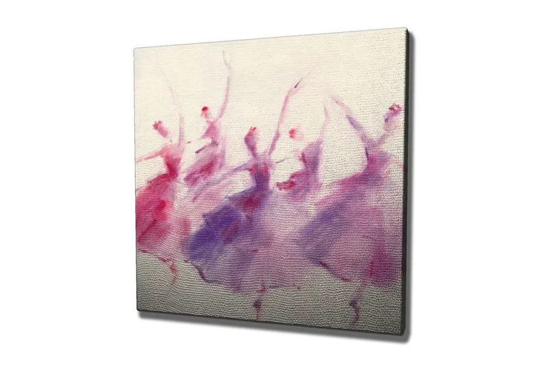 Canvas-taulu - Tanssivat siluetit pehmeissä pastelliväreissä, Violetti / Vaaleanpunainen / Valkoinen