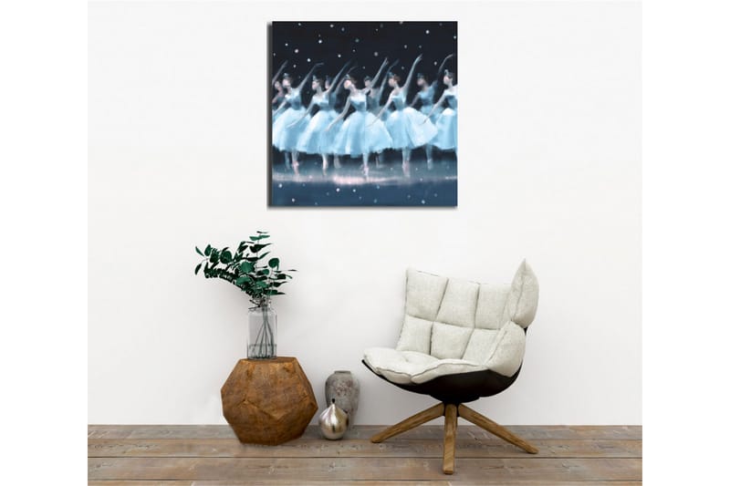 Canvas-taulu - Tanssivia ballerinatyttöjä vaaleansinisissä mekoissa - Vaaleansininen / Musta / Valkoinen - Sisustustuotteet - Taulu & taide - Canvas-taulu