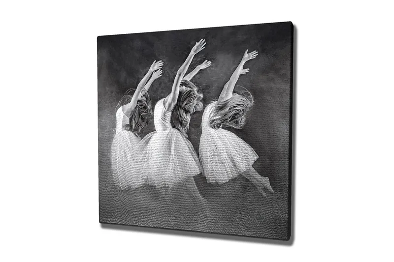 Canvas-taulu - Tanssivia naisia valkoisissa mekoissa, Valkoinen / Musta / Harmaa