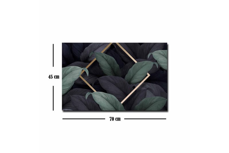 Canvas-taulu - Tummanvihreät ja mustat lehdet elegantissa sommitelmassa - Tummanvihreä / Musta / Kulta - Sisustustuotteet - Taulu & taide - Canvas-taulu