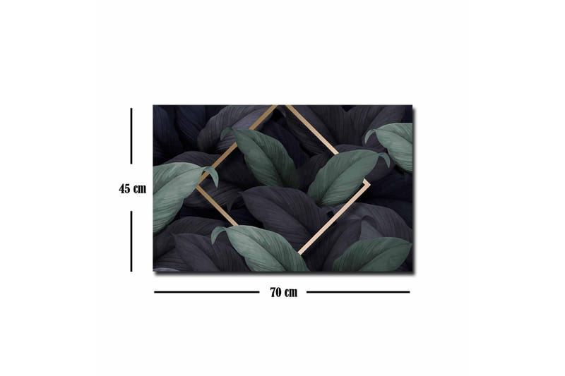 Canvas-taulu - Tummanvihreät ja mustat lehdet elegantissa sommitelmassa - Tummanvihreä / Musta / Kulta - Sisustustuotteet - Taulu & taide - Canvas-taulu