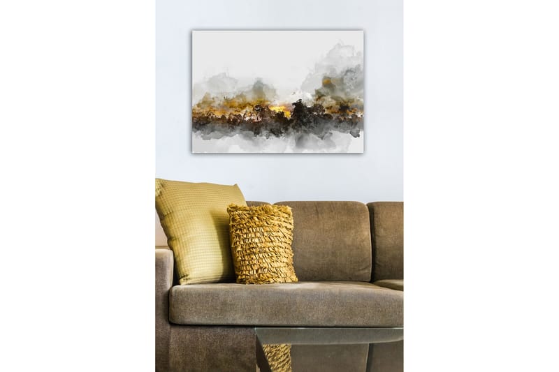 Canvas-taulu - Tunnelmallinen maisemanäkymä, jossa puiden siluetteja dramaattista taivasta vasten - Harmaa / Ruskea / Musta - Sisustustuotteet - Taulu & taide - Canvas-taulu