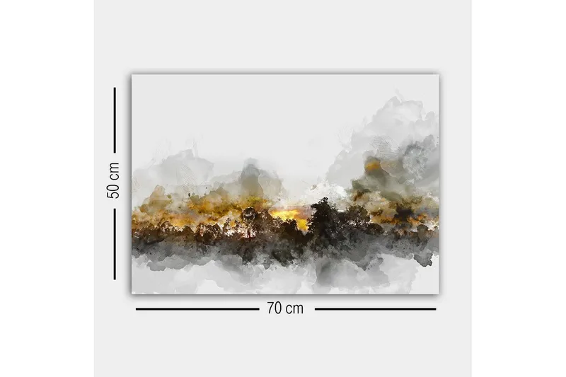 Canvas-taulu - Tunnelmallinen maisemanäkymä, jossa puiden siluetteja dramaattista taivasta vasten - Harmaa / Ruskea / Musta - Sisustustuotteet - Taulu & taide - Canvas-taulu