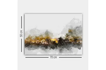 Canvas-taulu - Tunnelmallinen maisemanäkymä, jossa puiden siluetteja dramaattista taivasta vasten - Harmaa / Ruskea / Musta - Sisustustuotteet - Taulu & taide - Canvas-taulu