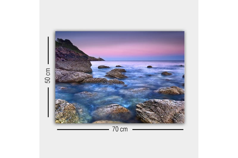 Canvas-taulu - Tunnelmallinen rannikkomaisema kallioilla ja merellä - Sininen / Harmaa / Violetti - Sisustustuotteet - Taulu & taide - Canvas-taulu