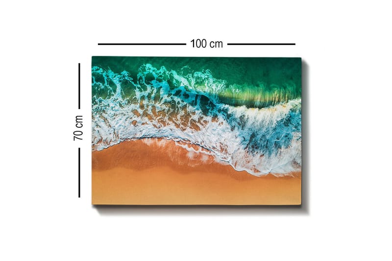 Canvas-taulu - Turkoosi meri valkoisilla aalloilla kohtaa kultaisen hiekkarannan - Turkoosi / Valkoinen / Kultainen - Sisustustuotteet - Taulu & taide - Canvas-taulu