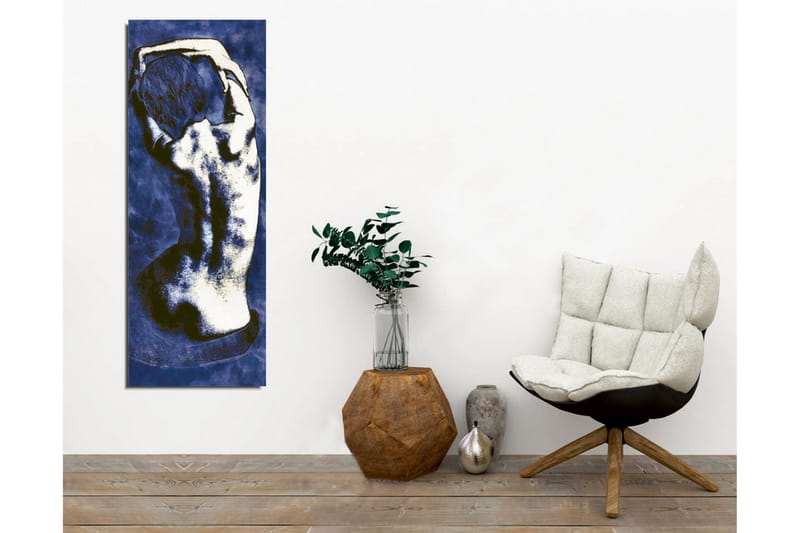 Canvas-taulu - Tyylitelty alastoman ihmisen selkä elegantissa asennossa - Tummansininen / Valkoinen - Sisustustuotteet - Taulu & taide - Canvas-taulu
