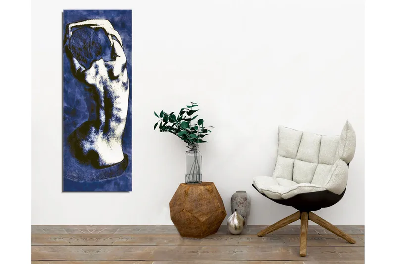 Canvas-taulu - Tyylitelty alastoman ihmisen selkä elegantissa asennossa - Tummansininen / Valkoinen - Sisustustuotteet - Taulu & taide - Canvas-taulu