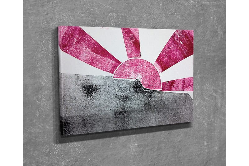 Canvas-taulu - Tyylitelty auringonnousu vaaleanpunaisilla ja harmailla säteillä - Vaaleanpunainen / Harmaa - Sisustustuotteet - Taulu & taide - Canvas-taulu