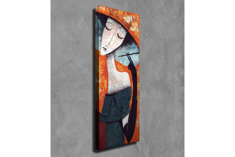 Canvas-taulu - Tyylitelty nainen hattu päässä ja savuke kädessään - Oranssi / Tummansininen / Valkoinen - Sisustustuotteet - Taulu & taide - Canvas-taulu