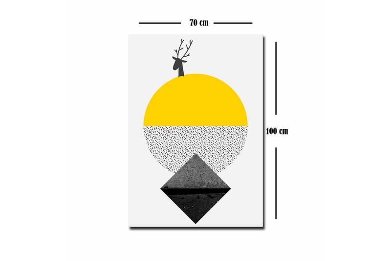 Canvas-taulu - Tyylitelty poro auringolla ja geometrisilla muodoilla - Keltainen / Musta / Valkoinen - Sisustustuotteet - Taulu & taide - Canvas-taulu