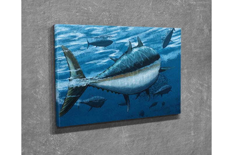 Canvas-taulu - Uivia tonnikaloja syvän sinisessä meressä - Tummansininen / Vaaleansininen / Valkoinen - Sisustustuotteet - Taulu & taide - Canvas-taulu