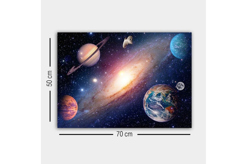 Canvas-taulu - Upea avaruusmaisema planeettoineen ja galakseineen - Sininen / Violetti / Oranssi - Sisustustuotteet - Taulu & taide - Canvas-taulu