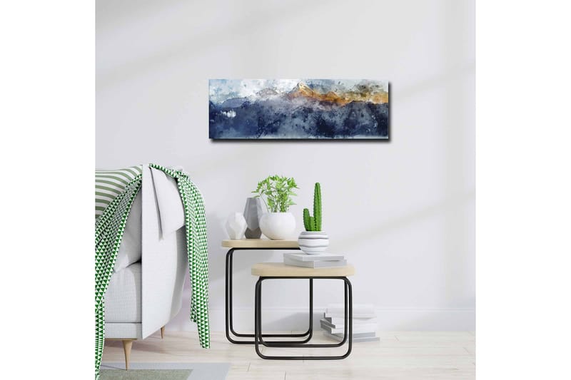 Canvas-taulu - Upea vuoristomaisema lumihuippuisine vuorenhuippuineen - Tummansininen / Harmaa / Kulta - Sisustustuotteet - Taulu & taide - Canvas-taulu