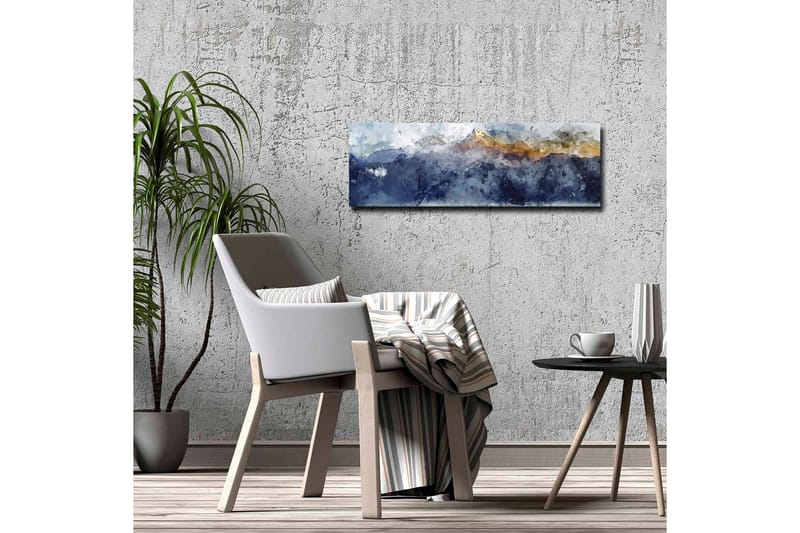 Canvas-taulu - Upea vuoristomaisema lumihuippuisine vuorenhuippuineen - Tummansininen / Harmaa / Kulta - Sisustustuotteet - Taulu & taide - Canvas-taulu