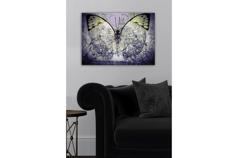 Canvas-taulu - Upea perhonen monimutkaisilla kuvioilla ja yksityiskohdilla - Violetti / Musta / Vihreä - Sisustustuotteet - Taulu & taide - Canvas-taulu