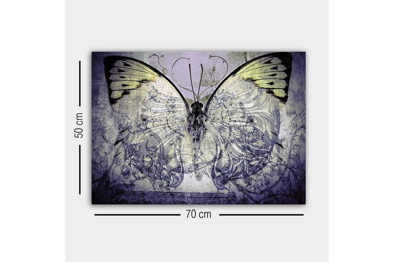 Canvas-taulu - Upea perhonen monimutkaisilla kuvioilla ja yksityiskohdilla - Violetti / Musta / Vihreä - Sisustustuotteet - Taulu & taide - Canvas-taulu