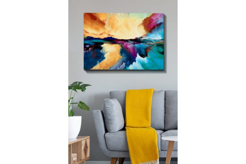 Canvas-taulu - Värikäs abstrakti maisemasommitelma taivaan ja veden heijastuksilla - Oranssi / Sininen / Violetti - Sisustustuotteet - Taulu & taide - Canvas-taulu