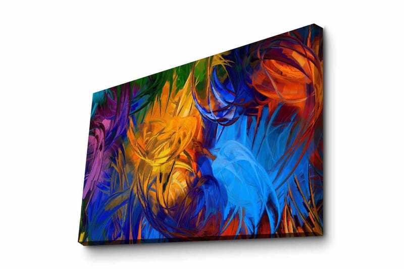 Canvas-taulu - Värikäs abstrakti sommitelma huojuvilla muodoilla, Sininen / Oranssi / Vihreä