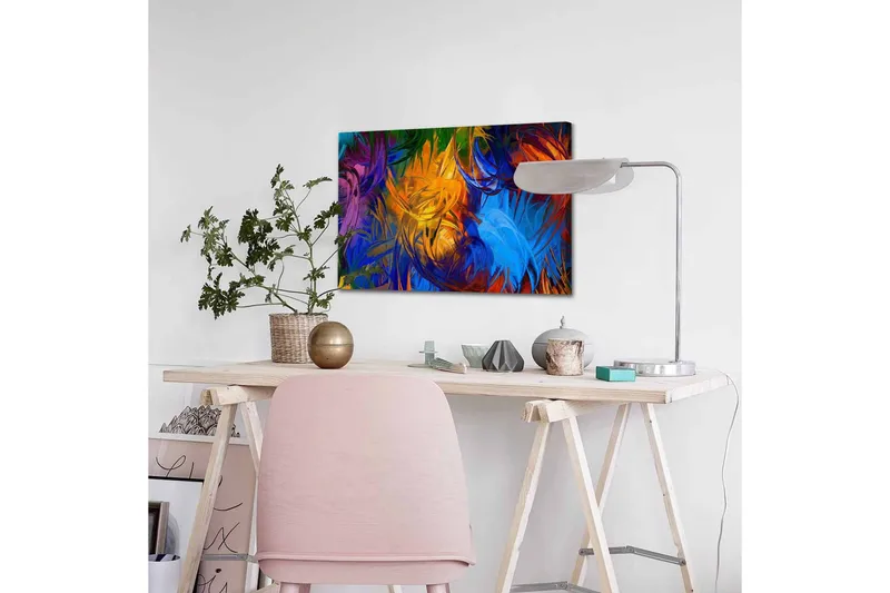 Canvas-taulu - Värikäs abstrakti sommitelma huojuvilla muodoilla - Sininen / Oranssi / Vihreä - Sisustustuotteet - Taulu & taide - Canvas-taulu