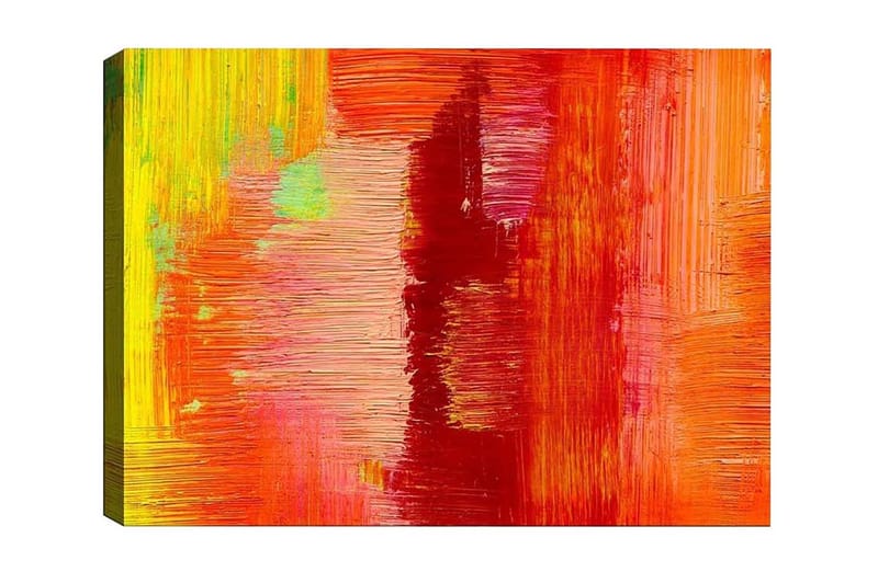 Canvas-taulu - Värikäs abstrakti sommitelma punaisen ja oranssin elementeillä, Punainen / Oranssi / Keltainen