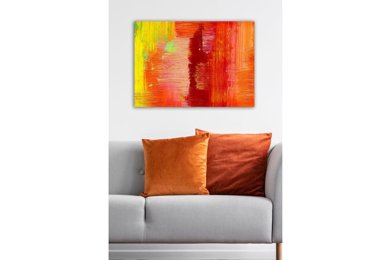 Canvas-taulu - Värikäs abstrakti sommitelma punaisen ja oranssin elementeillä - Punainen / Oranssi / Keltainen - Sisustustuotteet - Taulu & taide - Canvas-taulu