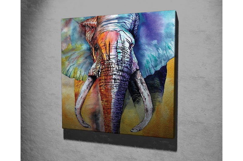 Canvas-taulu - Värikäs elefantti abstraktilla taustalla - Sininen / Oranssi / Vihreä - Sisustustuotteet - Taulu & taide - Canvas-taulu