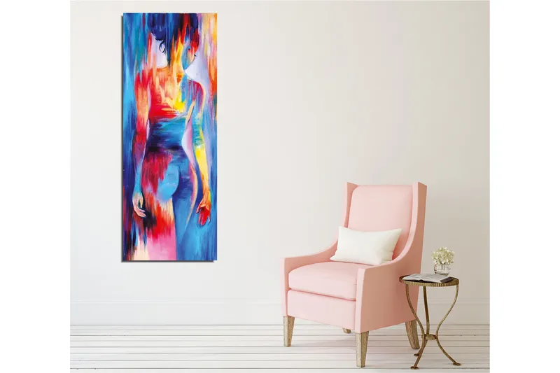 Canvas-taulu - Värikäs hahmo abstrakteilla muodoilla ja liikkeillä - Sininen / Punainen / Keltainen - Sisustustuotteet - Taulu & taide - Canvas-taulu