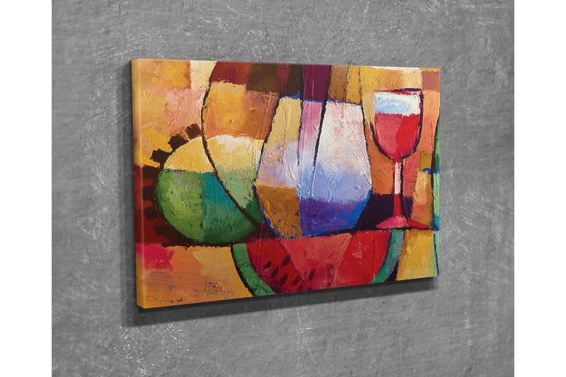 Canvas-taulu - Värikäs hiljaisuus laseilla ja hedelmillä - Vihreä / Punainen / Violetti - Sisustustuotteet - Taulu & taide - Canvas-taulu
