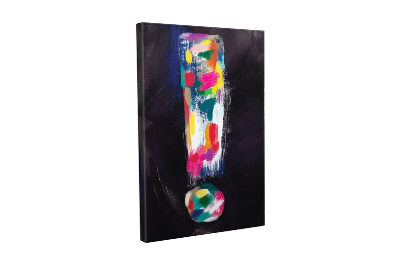 Canvas-taulu - Värikäs huutomerkkisommitelma, Tummansininen / Vaaleanpunainen / Vihreä